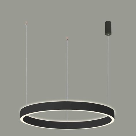 Suspension anneau LED noir XL 80cm 80W Brasco Italux