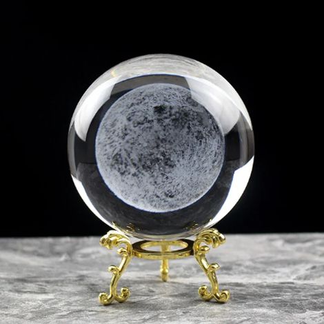 Boule de cristal, gravure laser, décoration de bureau