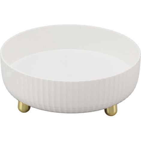 Étagère de rangement rotative à 360° - Organisateur rond pour cosmétiques et épices - Plateau tournant pour placard de cuisine/garde-manger - Petit modèle blanc (1/5)