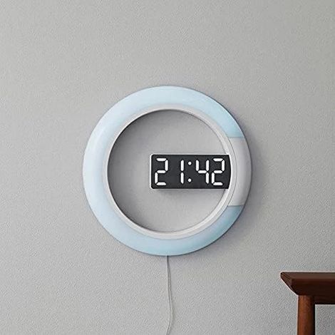 LED Nightlight Digital Wall Clock Alarm Mirror 3D Hollow Watch Table Clock 7 Colors Temperature for Home Living Room Decorations (1/4)