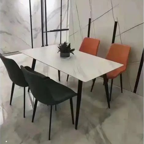 Brot Tisch 120x70x75 cm mit weißer Hochglanzplatte und schwarzen Beinen