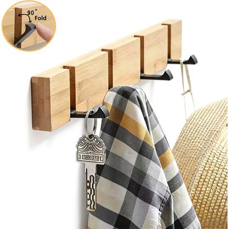 Perchero de pared con 4 ganchos extensibles,40 x 5,1 x 5,2 cm,para colgar abrigos,gancho invisible que no interfiere con el movimiento (1/5)