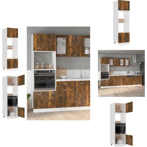 Armoire à micro-ondes Chêne fumé 60x57x207 cm Bois d'ingénierie - Meuble De Cuisine - Armoire De Cuisine - Rangements Cuisine - Meuble Rangement - Cuisine Design (1/5)