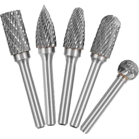 Jeu de 5 fraises rotatives à double coupe en carbure de tungstène, tige de 6 mm et tête de 10 mm - CE [jkw] (1/5)