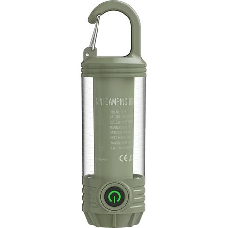 Mini lampe de poche camping LED rechargeable lumière extérieure portable avec crochet lumière blanche chaude et lumière rouge 6 modes (1/5)