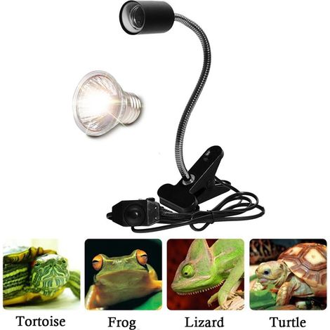 Lampe Chauffante pour Reptile avec Pince, Ampoule UVA UVB pour Tortue Lézard Serpent, Support Orientable Réglable E27 110V, Chauffage Aquarium Terrarium pour Animaux à Sang Froid (1/5)