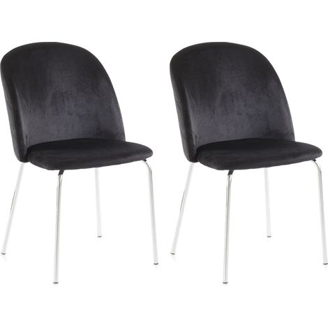Set 2 Sedie 45x47x85 cm in Velluto Nero (1/5)