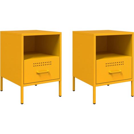 Set 2 comodini con cassetto e vano a giorno 36 x 39 x 50,5 cm acciaio giallo senape DEC035428