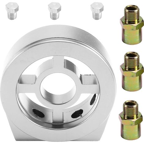 Adaptateur universel pour filtre à huile, refroidisseur et plaque sandwich, adaptateur pour capteur d'huile avec connecteurs M20 M22 3/4 Argent (1/5)