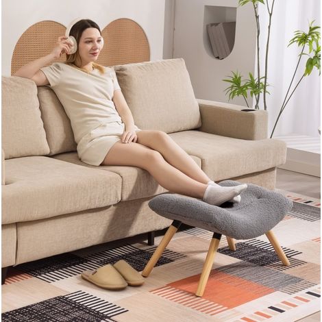 Reposapiés acolchado 67x45x38 cm gris oscuro, asiento ergonómico, tejido peluche, MEUBLIV (1/5)