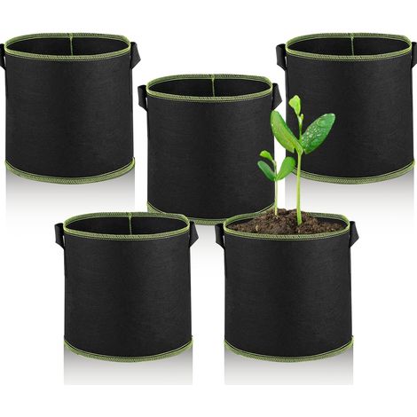 Lot de 5 Sac de Plantation 12 litres Sacs de Réutilisables Sacs de Plantes Non Tissés avec Poignées de Plantes Adaptés aux Tomates Pomme de Terre Fleurs Pot de Fleur Exterieur (1/5)