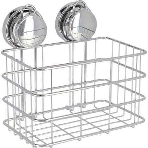 Grosser metallkorb auf saugnäpfen - chrom - Tendance