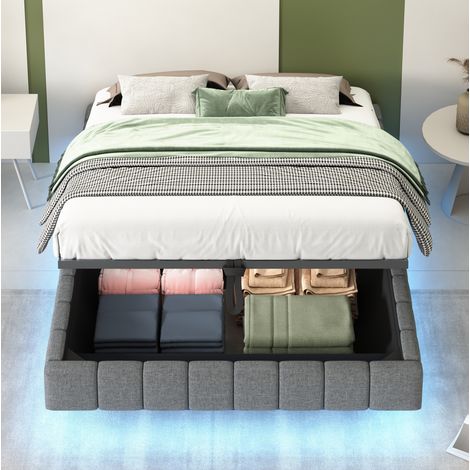 letto contenitore 140x200 con LED effetto sospeso OKMYHOME (1/5)