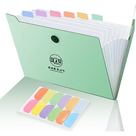 Trieur A4 - Trieur à soufflets - Classeur A4 - Porte-documents avec 12 compartiments - Organiseur de documents idéal pour le bureau, la maison et l'école (vert clair) (1/5)