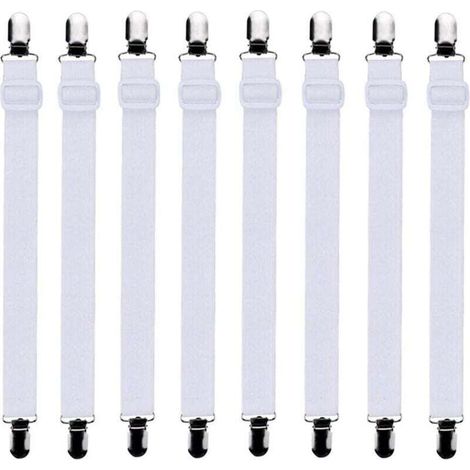 YMYNY 8Pcs (60cm à 200cm) Tendeur Drap Housse Lit Drap Réglable,Tendeurs de Maintien,Convient à Tous Lits et Matelas,Blanc (1/4)