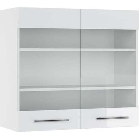 Armario de cocina con vidrio Fame-Line, Blanco alto brillo, 80 cm, Vicco (1/5)