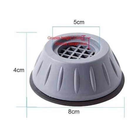 Lot de 4 patins anti-vibrations en caoutchouc ABS pour lave-linge, sèche-linge et meubles, gris (1/3)