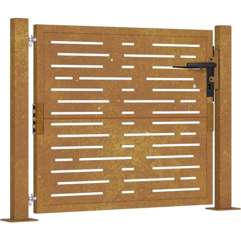 Portail de jardin 100x75 cm en acier Corten, design carré (1/5)