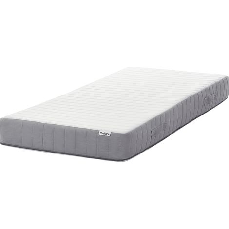 Colchón de muelles ensacados con asas relleno de espuma viscoelástica refrescante firmeza media funda extraíble 7 zonas acolchado 90 x 200 cm Fluffy