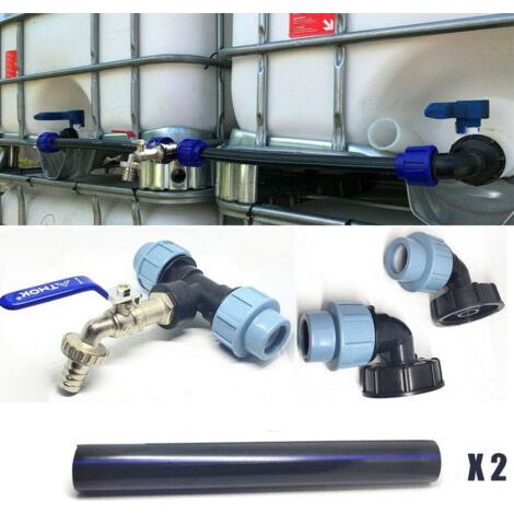 NALOOKAMIC Kit de connexion de réservoir IBC, raccord tandem pour 2 connexions de réservoir, adaptateur de réservoir pour la maison et le jardin