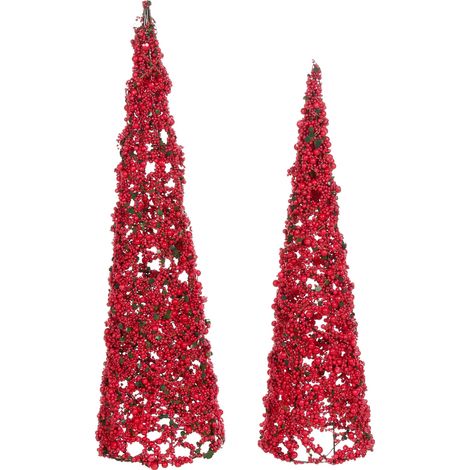 Set di 2 figure decorative di alberi di Natale Decorazione in metallo filo rosso Takern (1/5)