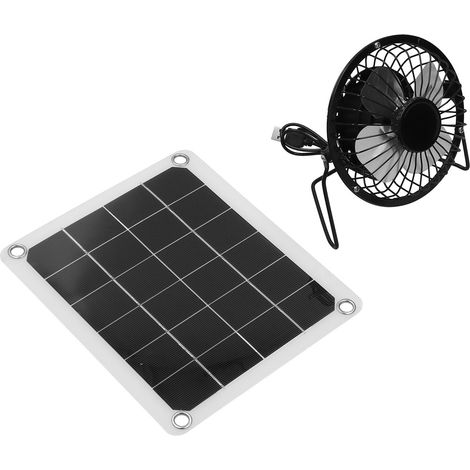 Kit chargeur solaire photovoltaïque 10 W avec ventilateur et deux ports USB femelles pour poulailler extérieur. (1/5)