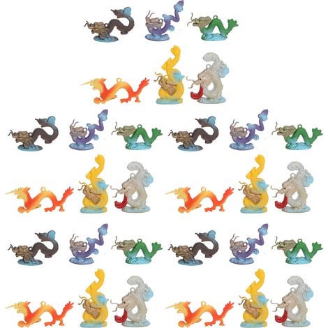 Lot de 30 figurines de dragon réalistes, accessoires de décoration DIY pour maison de poupée, modèles miniatures pour scènes.