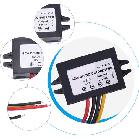 24V auf 12V 5A 60W Abwärtswandler (Schwarz) (1/5)