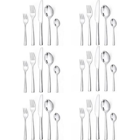 Besteckset 30tlg 6 Personen Edelstahl Messer Gabel 30 Stück silber (1/5)