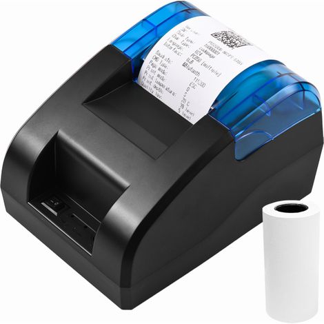Imprimante Thermique Reçus 58 mm – USB + Bluetooth – Impression Codes-Barres et Logos – 1 Rouleau Papier Inclus – Compatible iOS/Android/Windows – Pour Restaurants et Commerces (1/5)