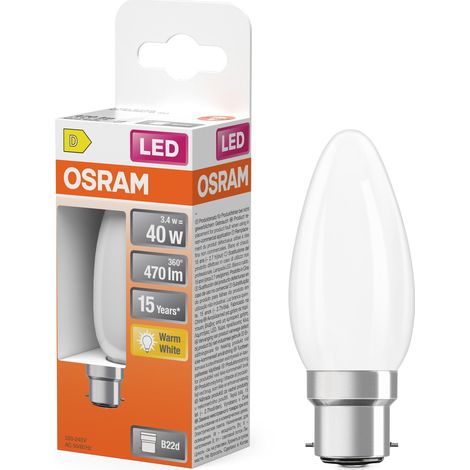 Ampoule Led Flamme B22d Opaque éclairage Led Blanc Chaud, Forme Flamme Opaque - Osram