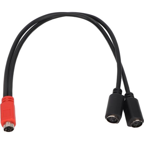 Câble séparateur Y MINI DIN 6 broches mâle vers 2 femelles, 30 cm, rouge et noir (1/5)