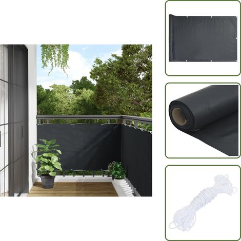 Balkon-Sichtschutz Anthrazit 75x500 cm Oxford-Gewebe - Balkon Sichtschutz - Windschutz Für Balkon - Sonnenschutz Balkon - UV Schutz - Wasserfestes Gewebe (1/5)