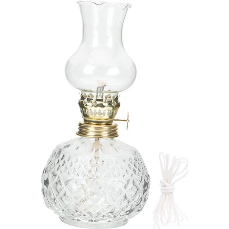 Lampe à Pétrole Rétro Verre Lampe à Huile de Bureau à Monter Soi-même Éclairage de Secours avec Mèche (1/5)