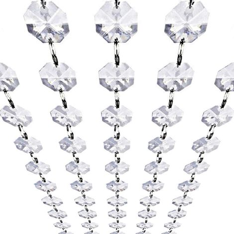 Guirlande Cristal - Chaîne Perles Verre Octogonales 18 mm - 3,3 Pieds - Pour Décoration Porte Lustre Arbre Souhaits - 10 Pièces (1/5)