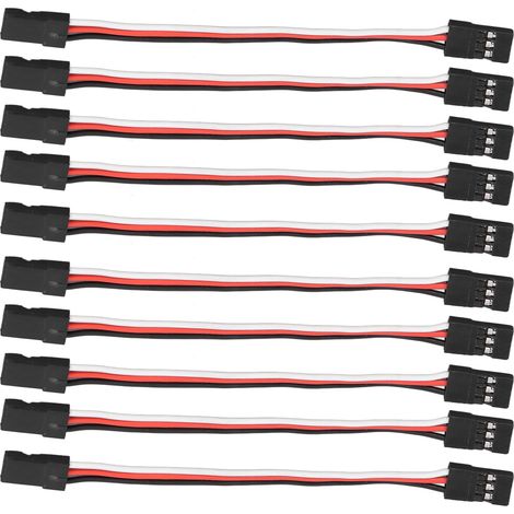10 câbles d'extension servo à 3 conducteurs pour voitures miniatures, câble de connexion pour servomoteur, âme en cuivre de 100 mm, femelle-femelle. (1/5)