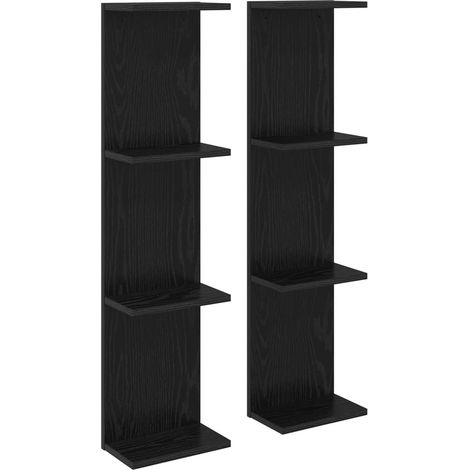 Estante de pared 2 uds. Roble Negro 25 x 15 x 100 cm vidaXL
