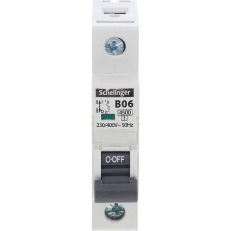 Interruttore automatico 1P B 6A 4,5kA AC Schelinger A02-G7-1P-B06