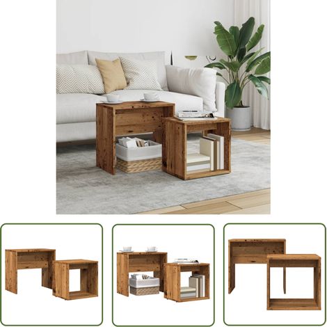 vidaXL Satztische 2 Stk. Altholz-Optik Holzwerkstoff (1/5)