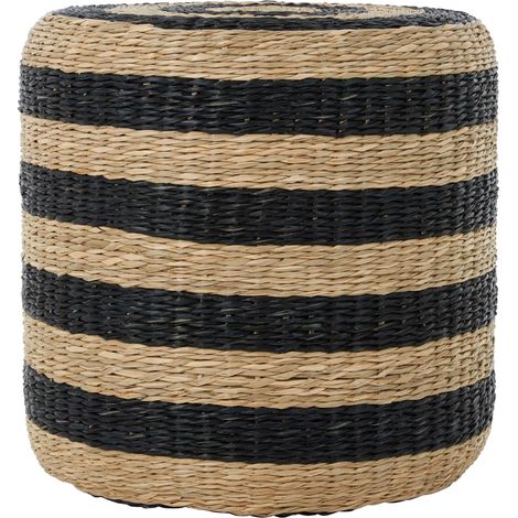 Interiors by Premier Stripe Seagrass Pouffe, Comfortable footrest seagrass pouffe,Easy to move woven stool, Versatile stool (1/5)