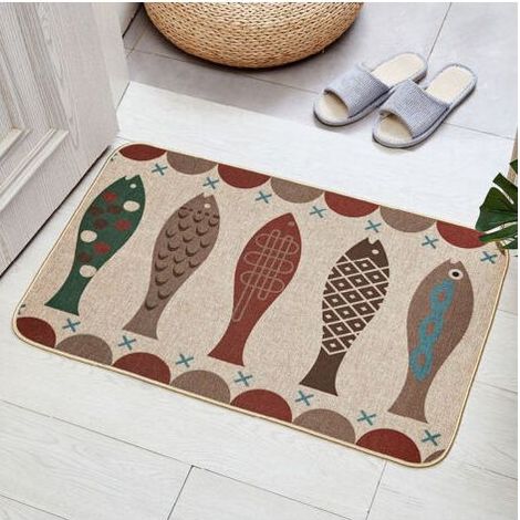 Nordique Petits Poissons Tapis Antidérapant Tapis Tapis De Sol Cuisine Tapis De Sol Tapis De Sol Poissons Motif Tapis De Sol Tapis De Bain Nordique (1/5)