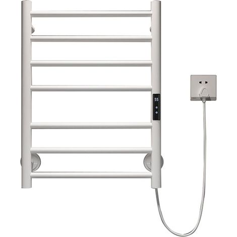 Scaldasalviette elettrico da parete a 7 barre con Smart Touch, controllo della temperatura da 45 a 70 °C e timer da 1 a 24 ore, bianco (1/5)
