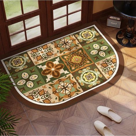 Lizhi 5080cm (boucle de soie) Tapis d'entrée résistant aux taches et facile à nettoyer, tapis en tissu bouclé, antidérapant et grattant la boue (1/5)