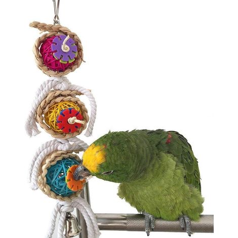 Jouet pour cage destiné aux perruches ondulées, perroquets, cacatoès, conures, inséparables ou (1/4)