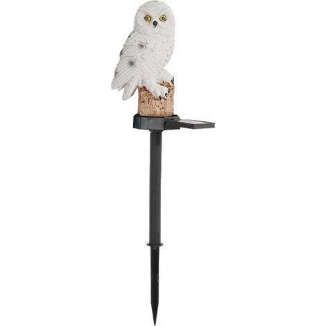 Lampe solaire 1/2pièces Solaire Hibou Lampe avec Piquet Weather-resistant étanche extérieur Jardin cour Allée Patio c... – Blanc (1/5)