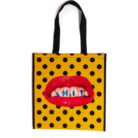 Shopper Bag Mini Shit 18x20x10cm Giallo SELETTI