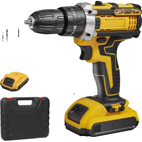 Taladro percutor eléctrico inalámbrico, 25+3 ajustes de torque, diseño ligero, estilo A - 1 batería (1/2)