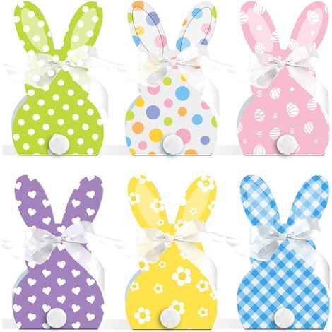 Boîtes à friandises de Pâques, lot de 24 sachets en papier motif lapin, contenants pour goûters printaniers, emballage cartonné, catégorie cadeaux de fêtes, motif animaux mignons