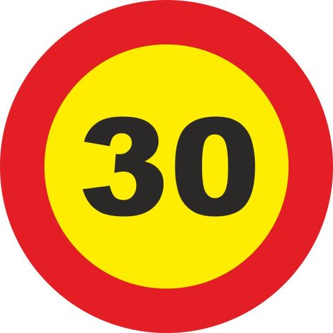 Señal Vial Metálica 30 Km/h Velocidad Máxima Diámetro 500 mm