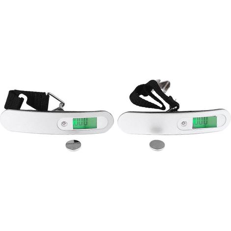 2er-Pack digitale Gepäckwaage mit LCD-Hintergrundbeleuchtung, 110 lbs (ca. 50 kg), 4 Einheiten, tragbare Hänge-Reisewaage, silberfarben (1/4)